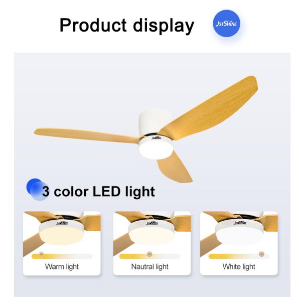 1stshine LED Ceiling Fan Low Ceiling DC Motor 3 Color Blades Impressão de Transferência de Água