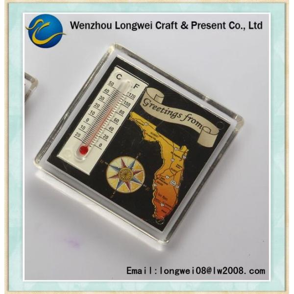 Прозрачная квадратная акриловая вставка бумаги термометра магнита холодильника