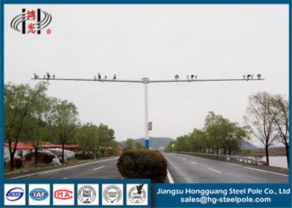 Safety Telescopic CCTV Camera Pole Hot - Dip Galvanized / Powder Coated / Painting