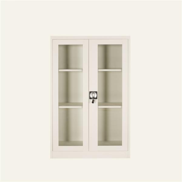 Two Glass Doors Modern Living Room Book Shelf With Handle Lock