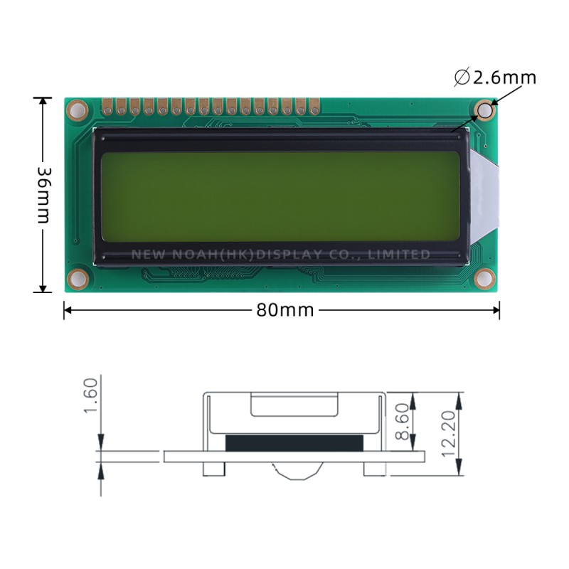 Yellow Green Film 14432F 80X36X12.2MM Serial SPI/Parallel Graphics Display LCM ST7920/AIP31020