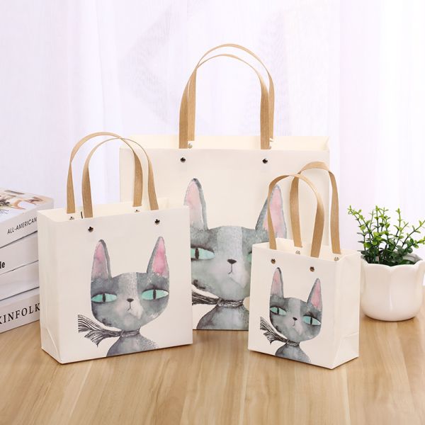 Hot Gift Bag Cute Cat Paper Bag With Custom Pattern Printing Gift Bag Birthday Gift Bag
