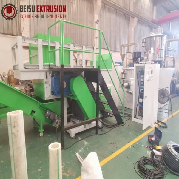 Waste Plastic Recycling Single Shaft Shredding Machine For Lumps Drum Barrel Boxes Pipe Rubber
