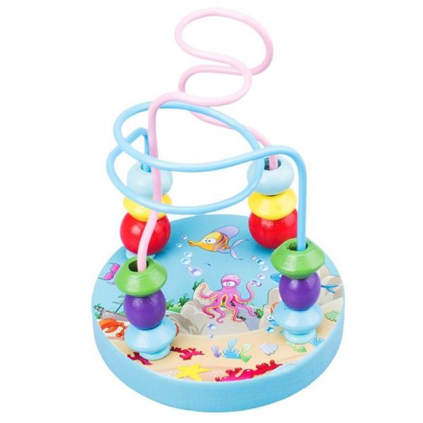 Montessori Wooden Toys for Kid Wooden Circles Bead Wire Maze Roller Coaster Educational Wood Puzzles Baby Toys