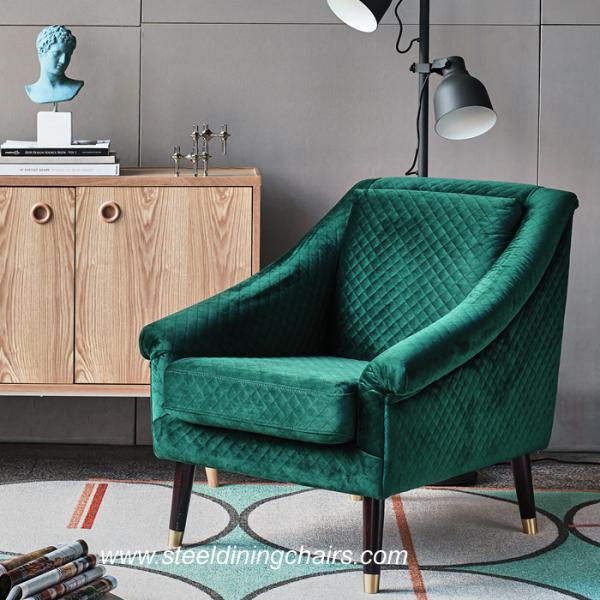 710mm 780mm Velvet Upholstered Dining Chairs With Golden Metal Leg