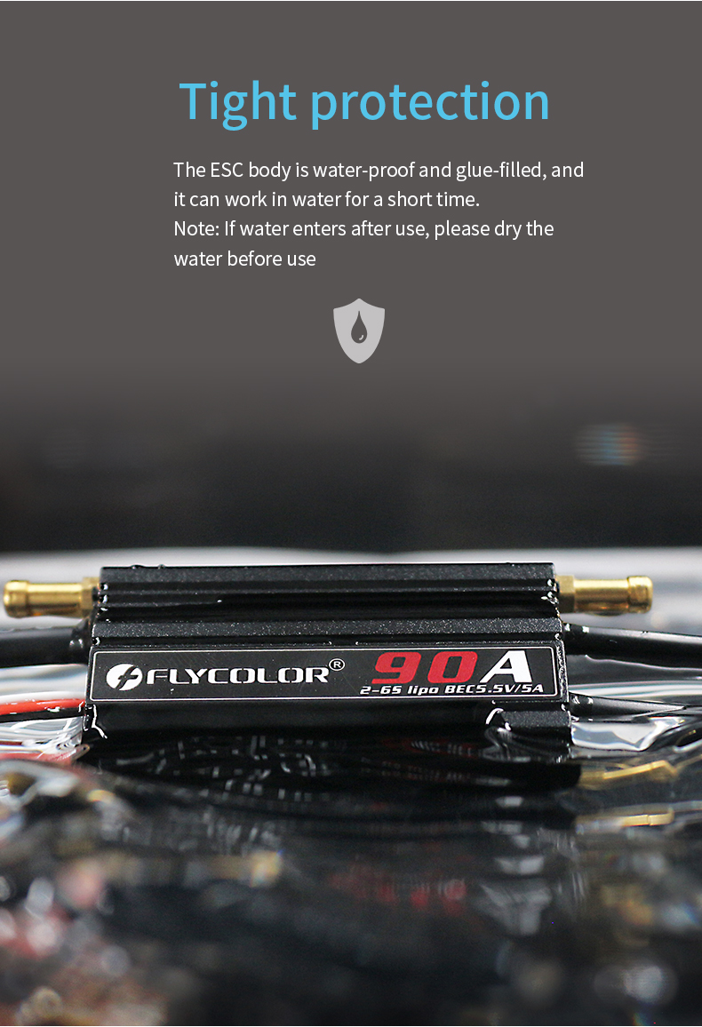 Flycolor FlyMonster 70A Waterproof Brushless ESC 2-6S Lipo Speed Controller BEC Water Cooling System RC Boats Plastic