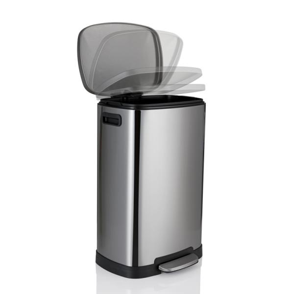 13 Gallon Square Stainless Steel Trash Can for Bathroom, Kitchen, Process Room, Office, Garage Detachable Lined Bin