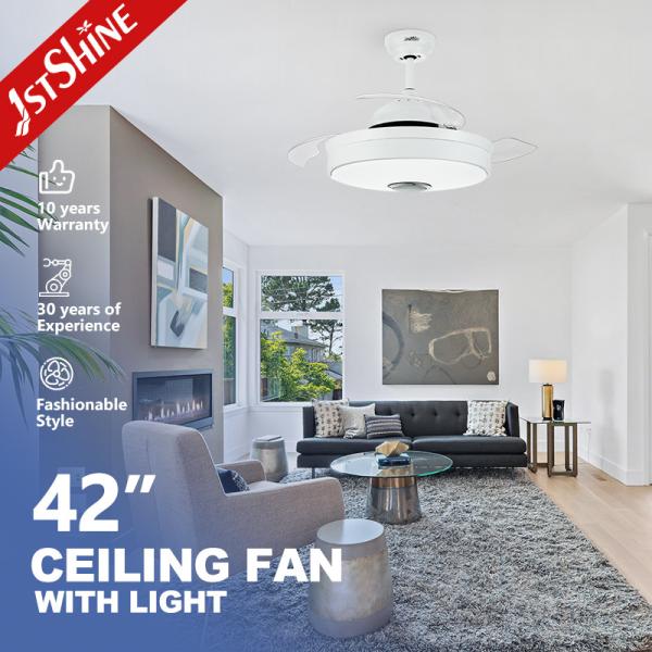 WiFi Control 6 Speeds 35W retractable fan light With Hidden Blade