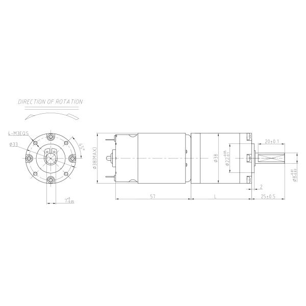 38mm 400rm Micro Dc Planetary Geared Motor Brushed 8.0Nm