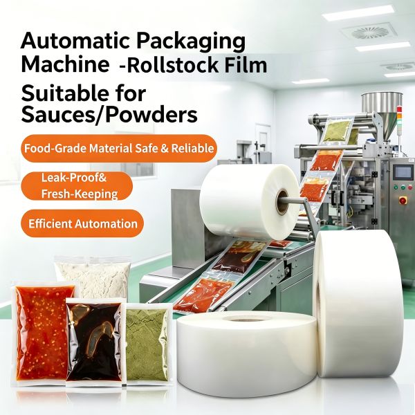 Custom Laminated LDPE Rollstock Film | Food Grade High Barrier Packaging Film for Automatic Sauce & Powder Vertical Packing Machine