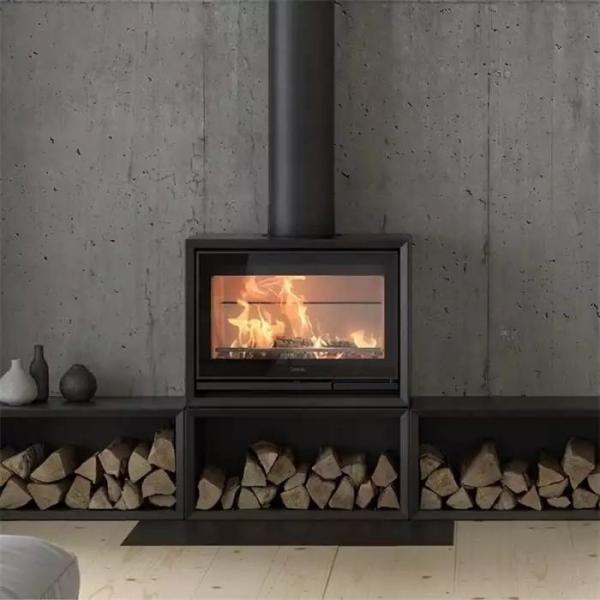 Fogão de queimadura de madeira interno de Heater Matt Black Freestanding Steel Fireplace
