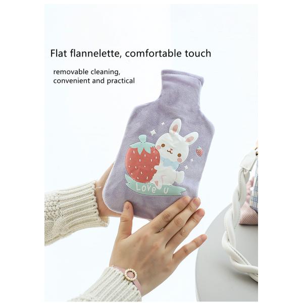 Hot Water Pouch Warm Flannel Flocking Hand Warmer Filled Mini Explosion-proof Portable Hot Water Bag Outdoor