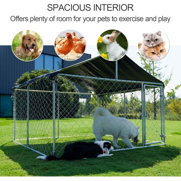 Outdoor Heavy Kennel High Strength Stainless Steel Black Large Dog Cage 10' X 5' Heavy Duty Welded Mesh Modular Outdoor Dog Kennel Heat Treated 3D Modelling Service Included Fencing Trellis Gates