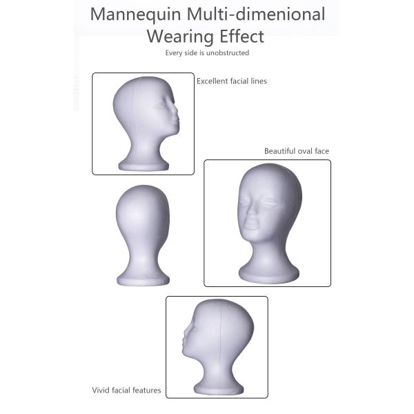 High Hardness Large Size Male Female Styrofoam Head With Makeup