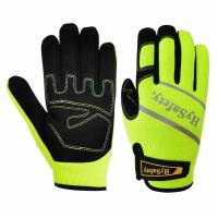 La mécanique imperméable de Hysafety porte des gants salut Vis Green Spandex Back à usage moyen