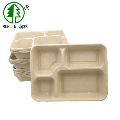 4 bandejas biodegradáveis do alimento dos compartimentos