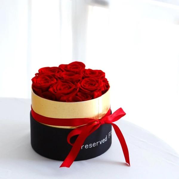 Long Lasting Preserved Rose In Box Suede Round Boxes Preserved Roses Box Gifts