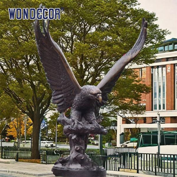 Águila calva de bronce sentado en el árbol