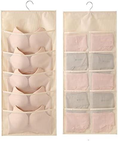 BRA AND UNDERWEAR HANGING STORAGE ORGANIZER MESH POCKETS DUAL SIDED WALL SHELVES SPACE SAVER BAG SOCK UNDERPANTS DRAWER
