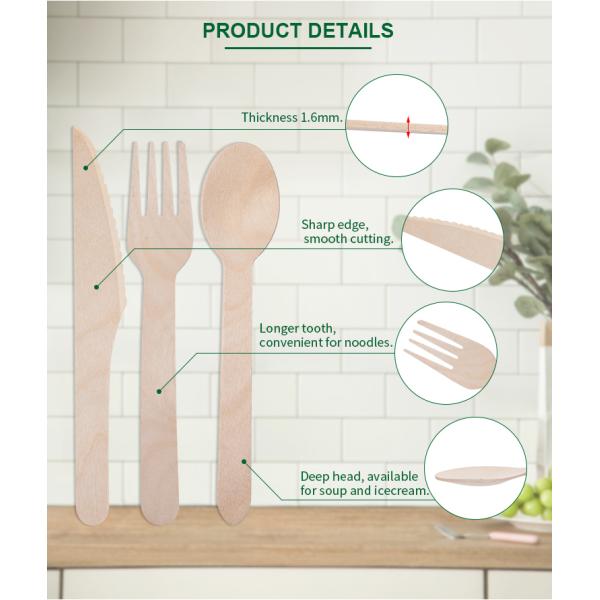 Набор столового прибора Tableware устранимого деревянного ножа вилки ложки Biodegradable деревянный