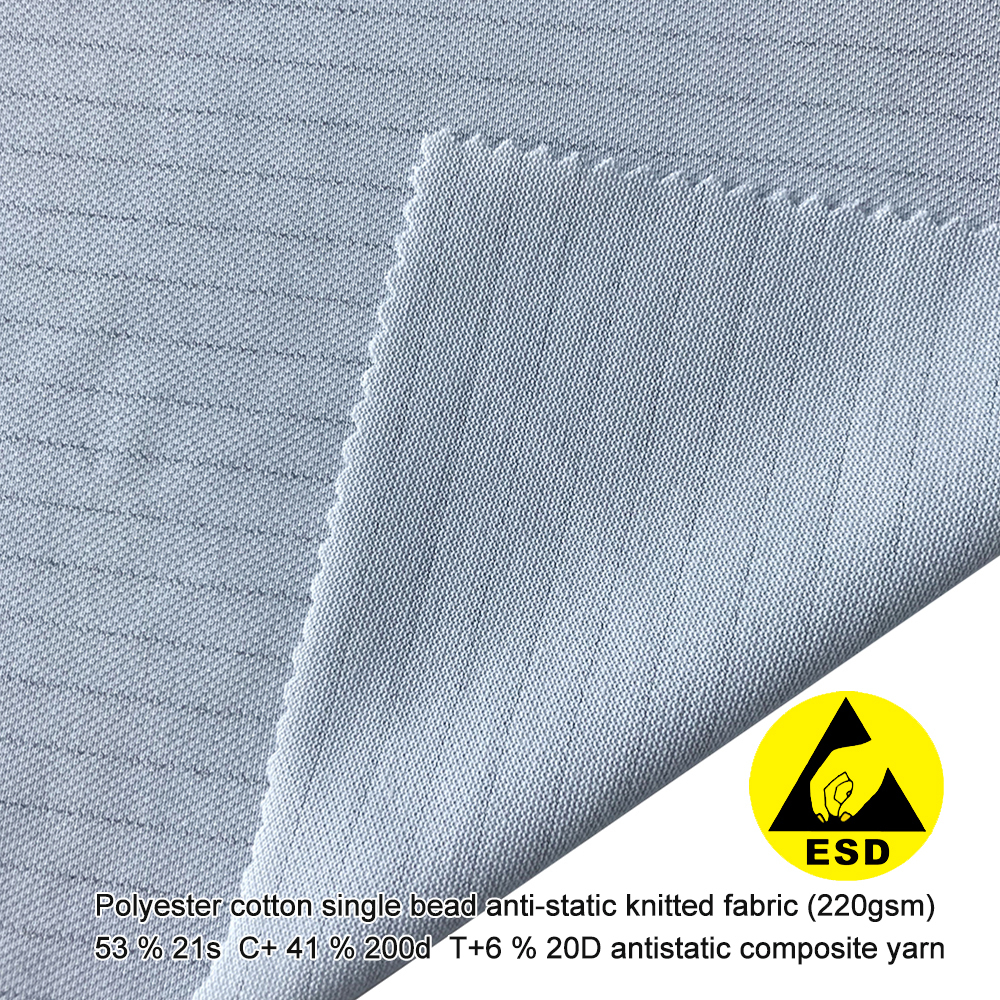 ESD Polyester Cotton Single Bead Anti‑Static Knitted Fabric