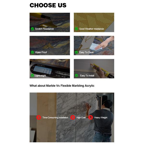 Eco Friendly Acrylic Wall Panel 5D Dynamic Marbling Texture Wall Panels UV Protection