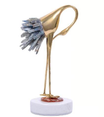 OEM Red Crowned Crane Copper Crystal Decorative Art Craft