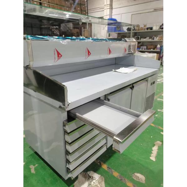 Pizza Pre Table Refrigerator With Drawers Commercial Kitchen Salad Workbench