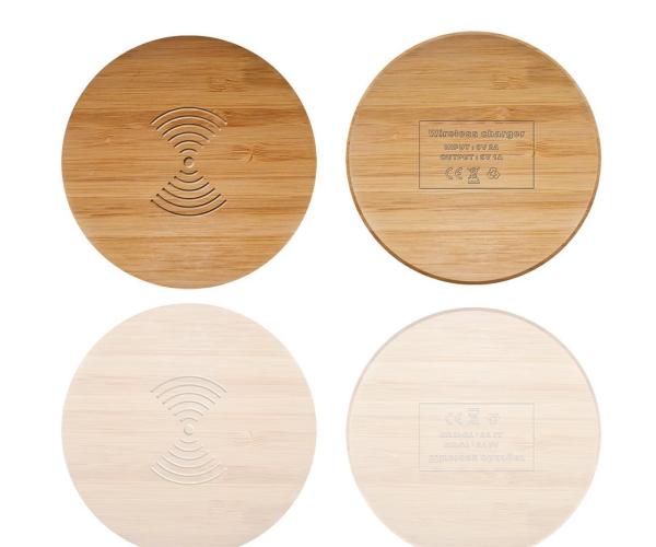 Environmental Bamboo Made Seamless 10W fast Charging Portable Wireless Charger 9V 2-3A