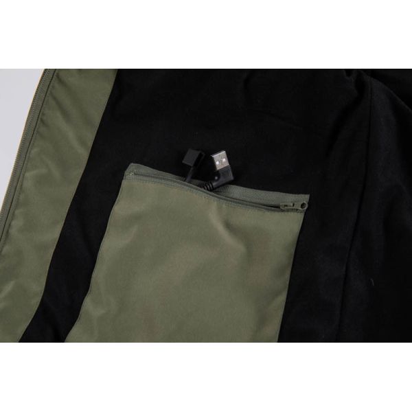 USB Powered Heated Tactical Jacket in Army Green with Windproof Softshell
