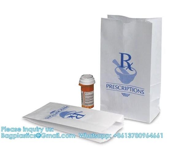 Pharmacy Bag, Prescription Bag 8 x 5 x 17”Pharmacy Paper Bag  Medicine Container, Medication Pack