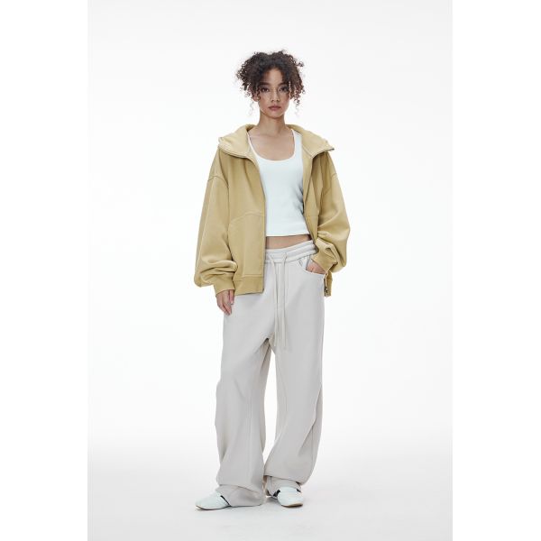Customized ODM Unisex Curved Sleeve Embroidered Print Knitted Boxy Hoodie Spring 2025 Zipper-Up Windproof Breathable Jacket
