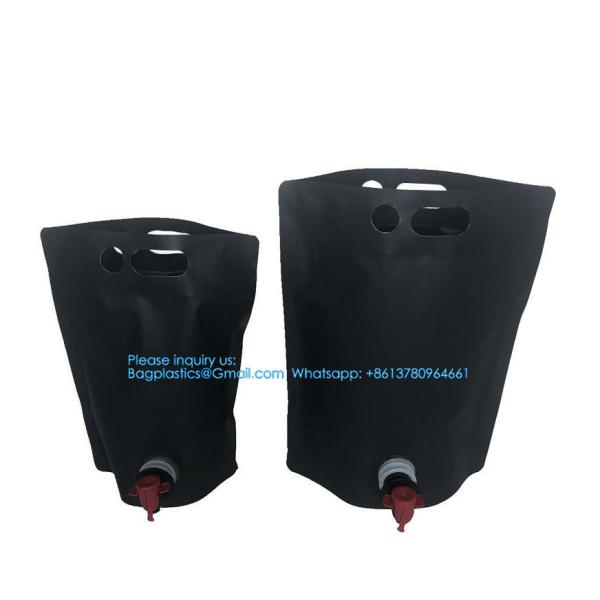 Spout Pouches Matte Black Aluminum Foil 2lier 4Liter Coffee Milk Oil Fruit Juice Wine Stand Up Drink Pouch With Tap