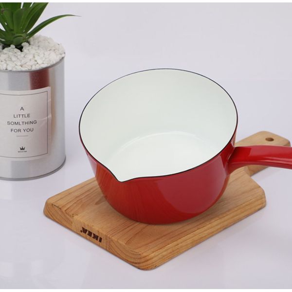 Enamel Carbon Steel Saucepan Nonstick Metal Milk Pot 350ml 550ml 850ml 1150ml 1650ml