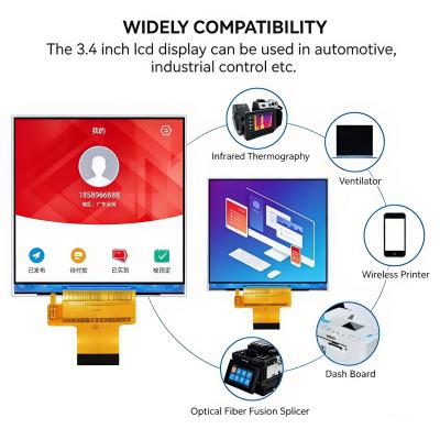 3.4 Inch Square LCD Display 480x480 MIPI Interface Display With Optional Touch