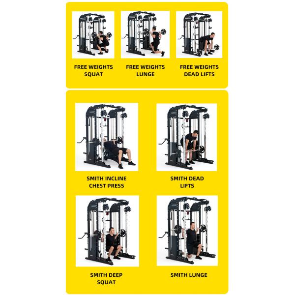 Custom Design Silver Grey Metal All in One Trainer Smith Machine for Home Workouts