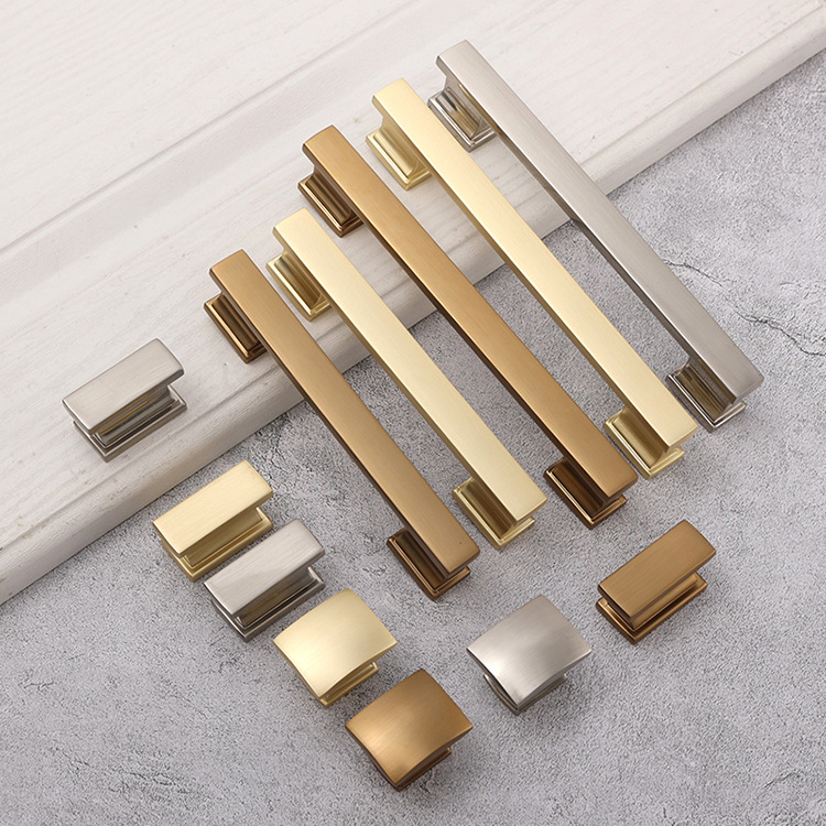 Nordic Gold Modern Simple Long Single Hole Solid Zinc Cabinet Door Knob Brass Material Living Room Wardrobe Drawer Handle
