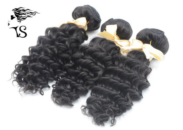 Deep Wave Peruvian Human Hair Extensions 8A Grade Black Color No Chemical