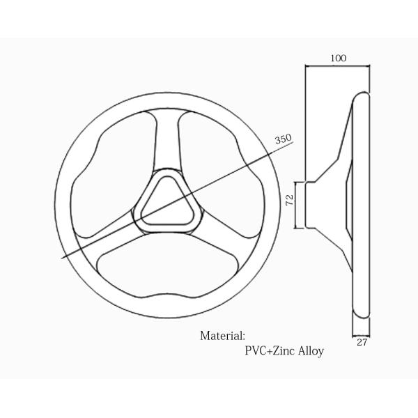 Regular 3 Spoke Replacement Boat Steering Wheel Plastic Material 13 1/2