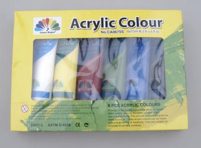 6 X 75ml Acrylic Paint Tubes Acrylic Paint Starter Colors Set For Wood / Paper / Glass