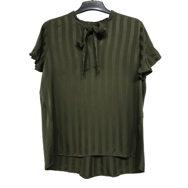 2020 new design bowknot Fashion Ladies black color Blouse with Short Sleeve OEM / ODM