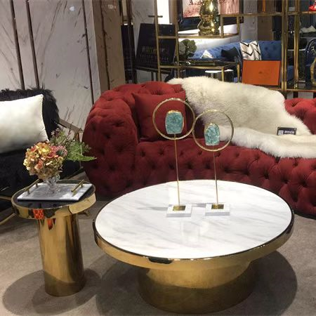 Light Luxury Oval Metal Coffee Table Combination Custom Luxury Modern Coffee Tables