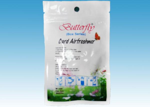 Airfreshener Cosmetic Packaging Bags Gravure Printing With Hanging Hole / Zipper