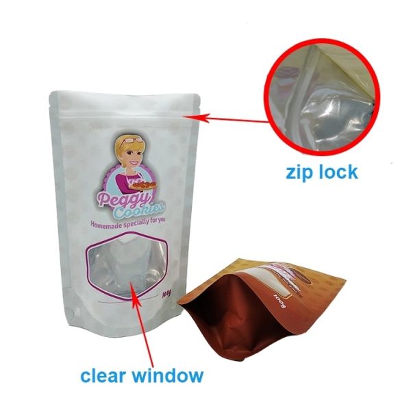 Cookies Packaging Stand Up Aluminum Foil Mylar Ziplock Bags