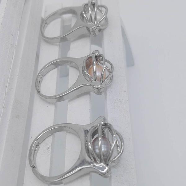Unique Love Wish Pearl Bead Ring Cage Design Adjustable Women or Men Ring