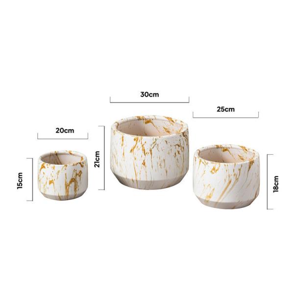 Home garden decor new design flower pot planter outdoor decoration big ceramic white marble flower pot