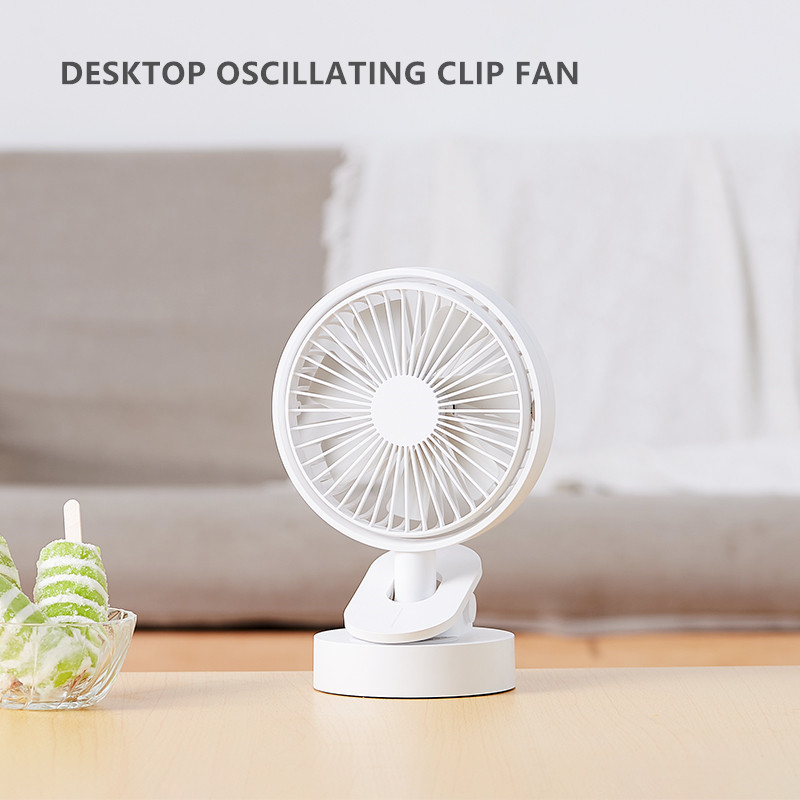 Mini Wholesale Table clip fan oscilation with clips rechargeable Battery portable handheld table clip fan