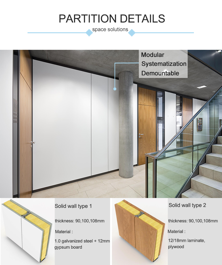 OEM Office 10mm Tempered Gass Wall Wooden Panel Partition Glass Partition for Conference Cubicles