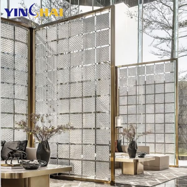 Foldable Stainless Steel Screen Partition Reception Room Modern Metal Room Divider