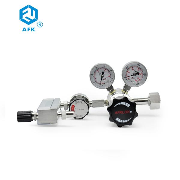 Dual Stage CO2 Gas Pressure Regulator 4500psi With Diaphragm Valve / Flowmeter